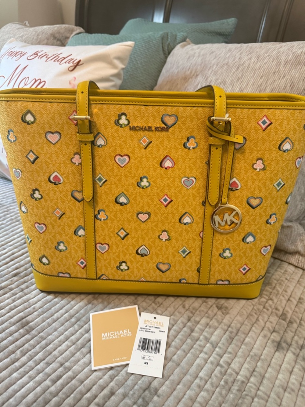 New Michael Kors Jet Set Yellow Tote Handbag